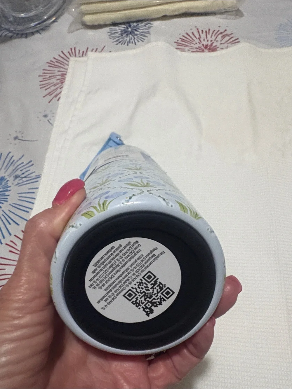 NWT blue floral beverage tumbler